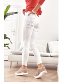 Denim pants with holes, white 2596 - Online store - Boutique